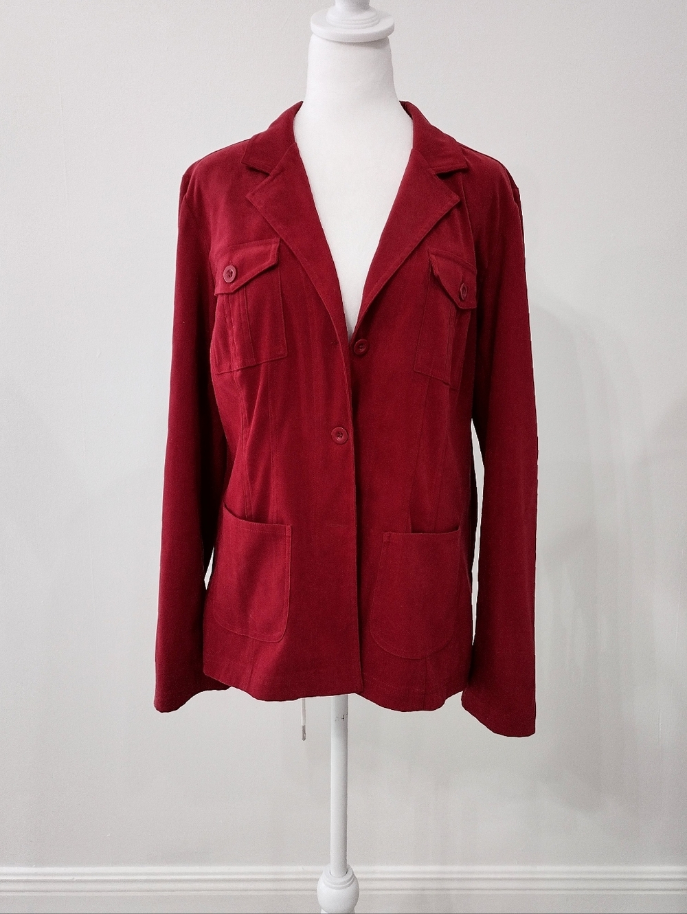 Women's Casual Button Front Shirt / Blouse- Red